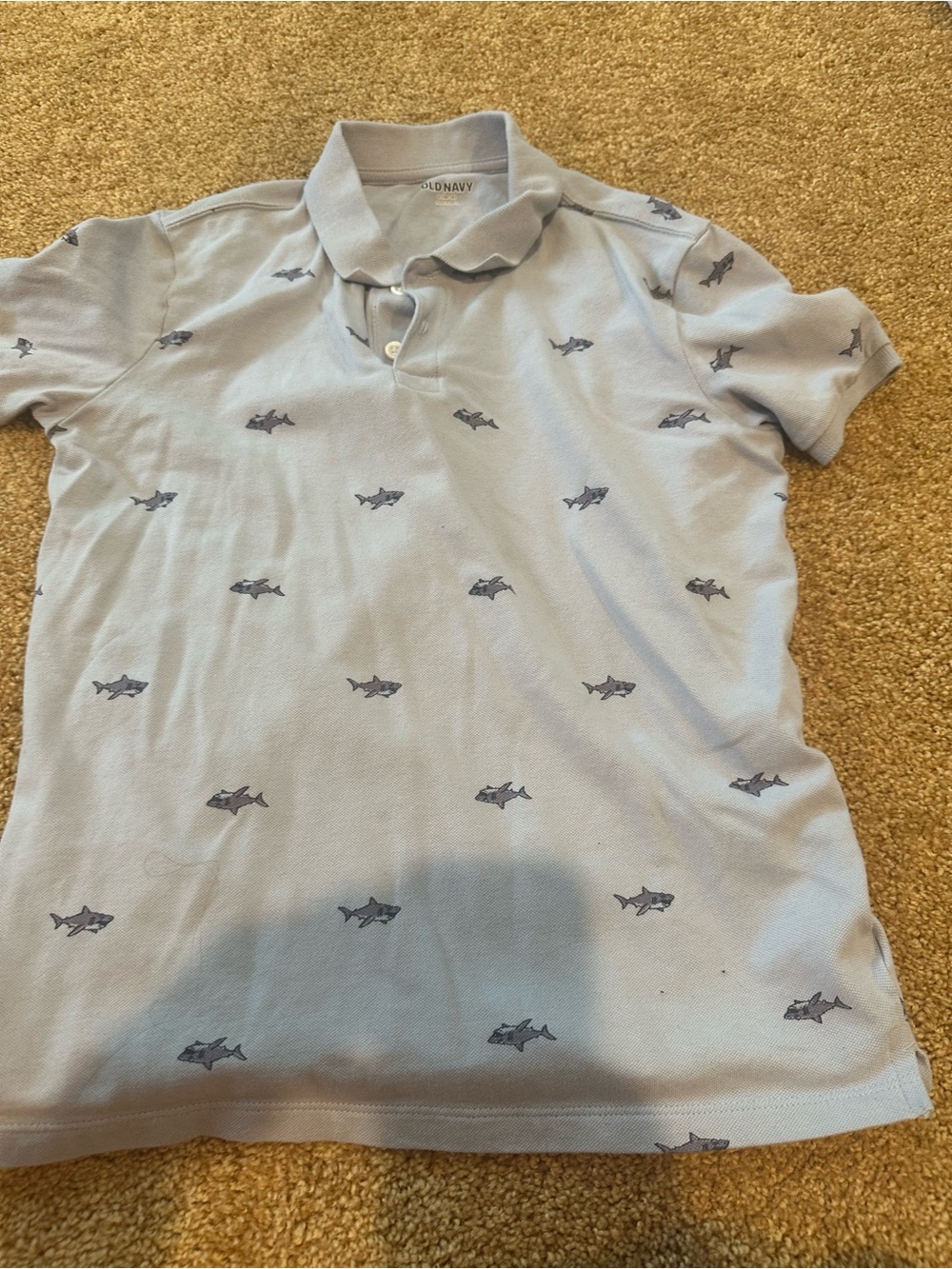 Old Navy Light Blue Polo with Navy Shark Motif
